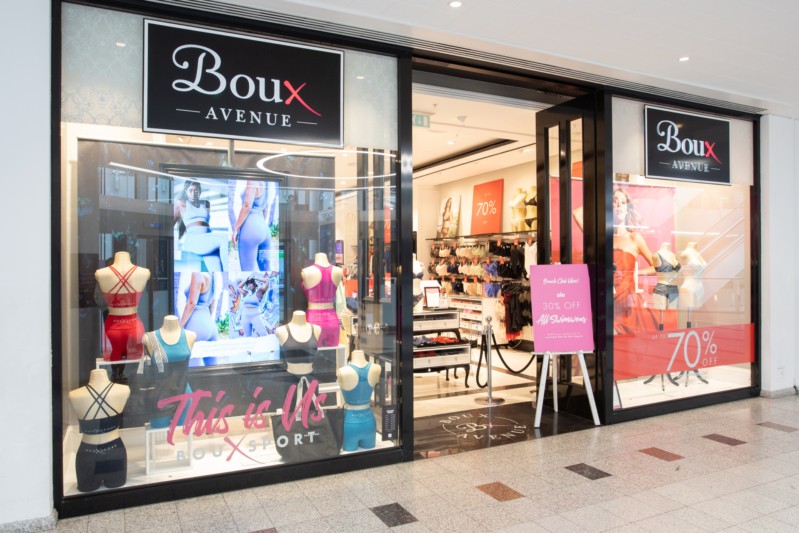 An image of the shop front of Boux Avenue in the Bentall Centre