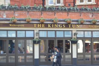 In front of The King's Tun pub in Kingston