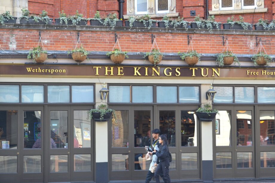 In front of The King's Tun pub in Kingston