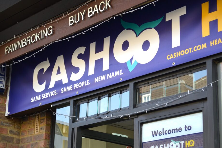 image of Cashoot Shop front with big blue sign