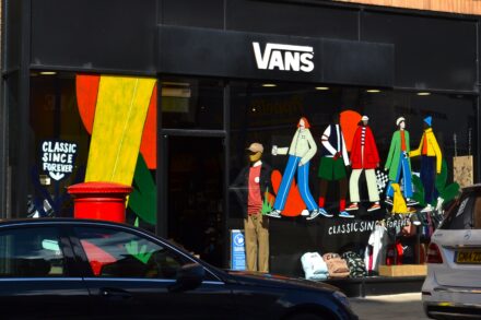shop fron of Vans with colourful artwork